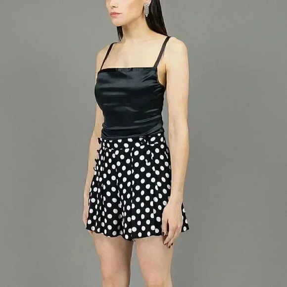 Vintage Polka Dot Pom Pom Shorts Small High Waisted Short Summer Flowy Shorts - Picture 2 of 4